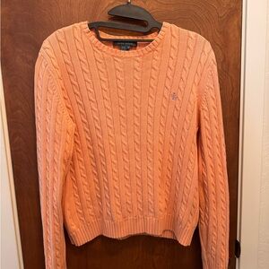 Lauren Ralph Lauren Cable Knit Sweater Coral Peach 100% Cotton Women’s Medium M